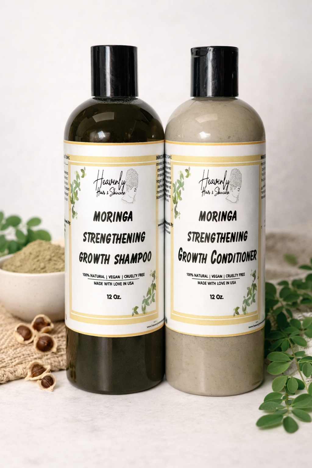 12OZ MORINGA STRENGTH & GROWTH SHAMPOO BUNDLE